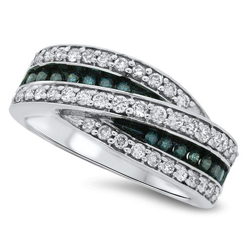 White & Blue Peaking Diamond Ring