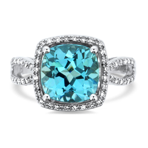 Blue Topaz and Diamond Ring