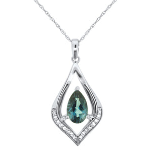 Blue Topaz and Diamond Pendant