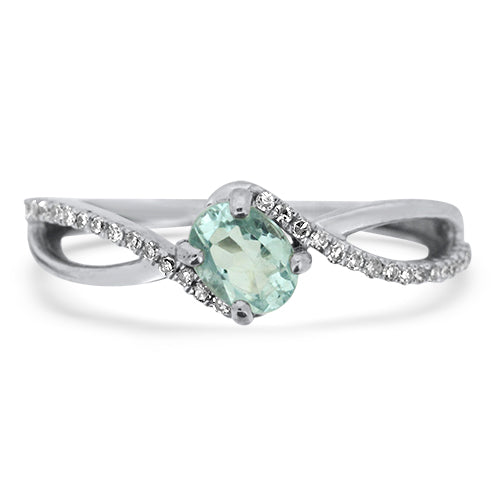 Aquamarine & Diamond Ring