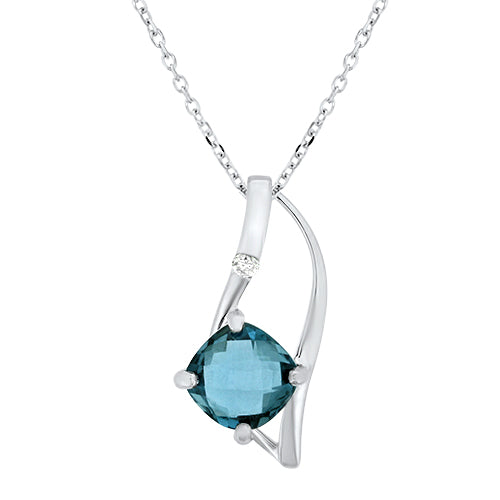 Blue Topaz & Diamond Pendant