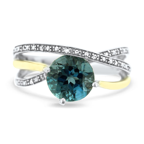 Blue Topaz & Diamond Ring