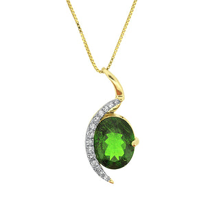 Chrome Diopside and Diamond Pendant