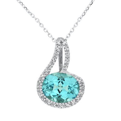 Blue Topaz & Diamond Pendant