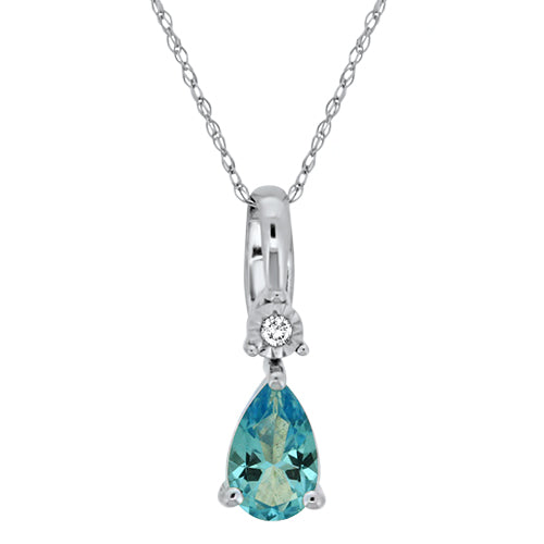 Blue Topaz & Diamond Pendant