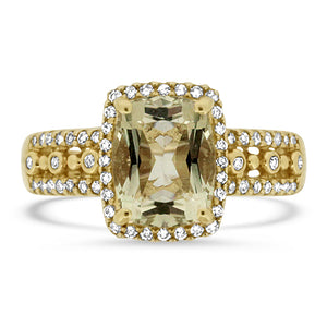 Lemon Quartz & Diamond Ring