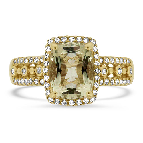 Lemon Quartz & Diamond Ring