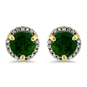 Chrome Diopside Halo Diamond Earrings