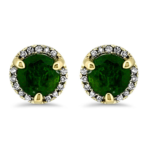Chrome Diopside Halo Diamond Earrings