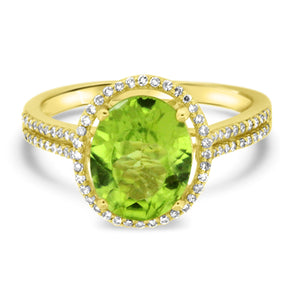 Peridot and Diamond Ring