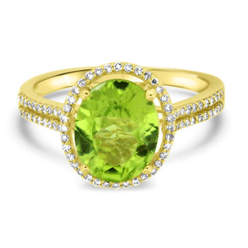 Peridot and Diamond Ring