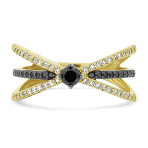 Black Diamond Yellow Gold Ring