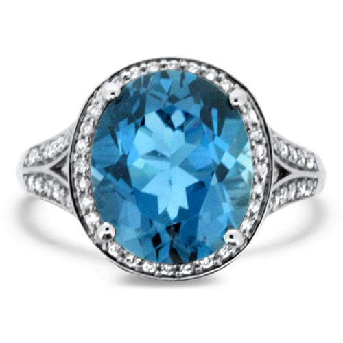 Blue Topaz and Diamond Ring