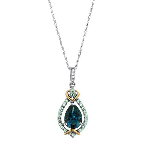Blue Topaz and Diamond Pendant