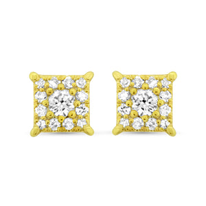 Yellow Gold Diamond Cluster Earrings