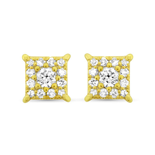 Yellow Gold Diamond Cluster Earrings