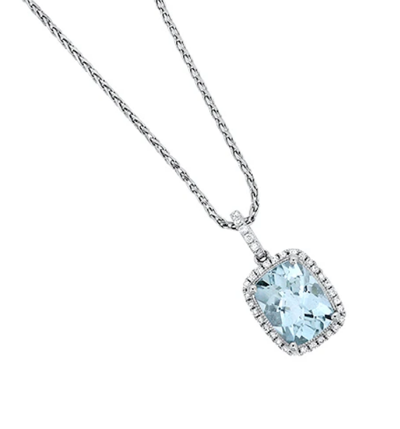 Aquamarine and Diamond Pendant