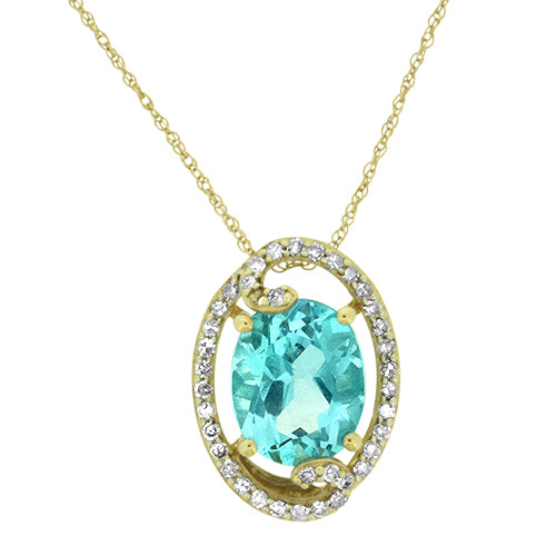 Blue Topaz and Diamond Pendant