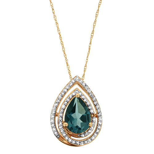 Blue Topaz and Diamond Pendant