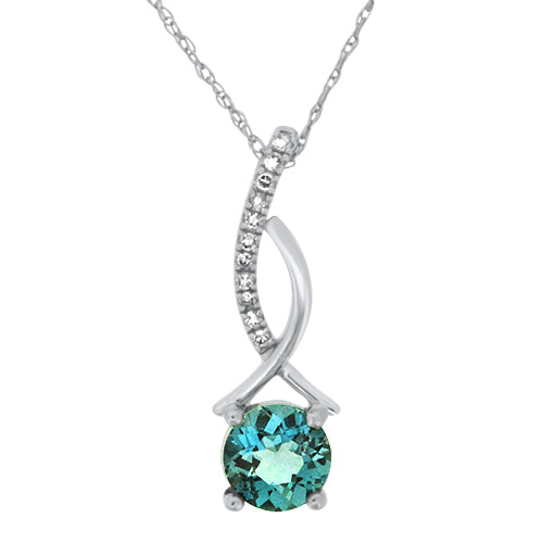 Blue Topaz and Diamond Pendant