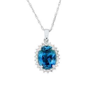 Blue Topaz & Diamond Pendant