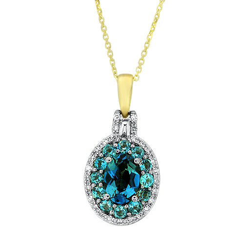 Blue Topaz and Diamond Pendant