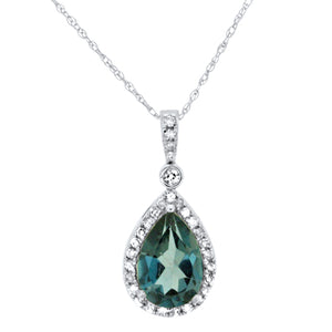 Blue Topaz and Diamond Pendant