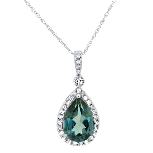 Blue Topaz and Diamond Pendant