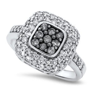 Grey & White Square Diamond Ring