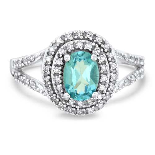 Blue Topaz and Diamond Ring