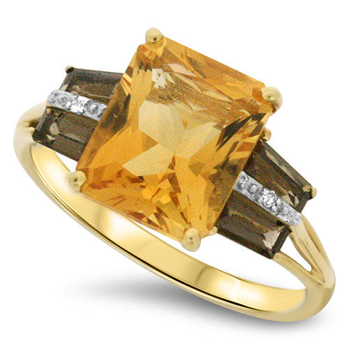 Citrine & Smokey Quartz Ring