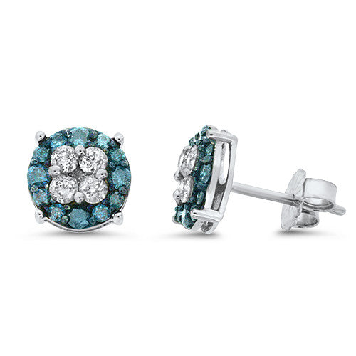 White & Blue Diamond Earrings