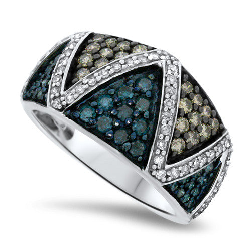 Blue, Chocolate, and White Diamond Ring