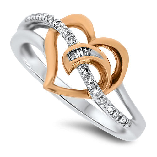 Two Tone Heart Diamond Ring