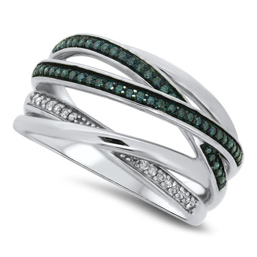 White and Blue Diamond Fashion Ring