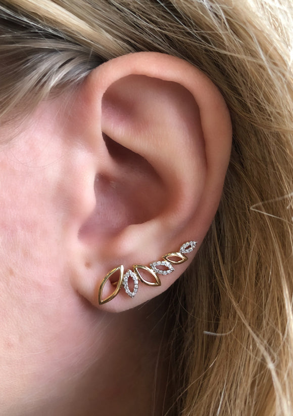 Yellow Gold Diamond Earrings Crawlers