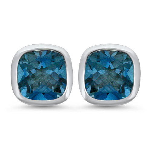 Blue Topaz Stud Earrings