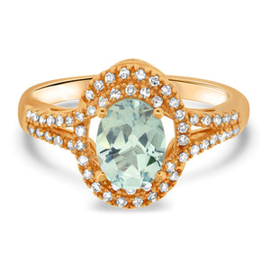 Rose Gold Aquamarine and Diamond Ring