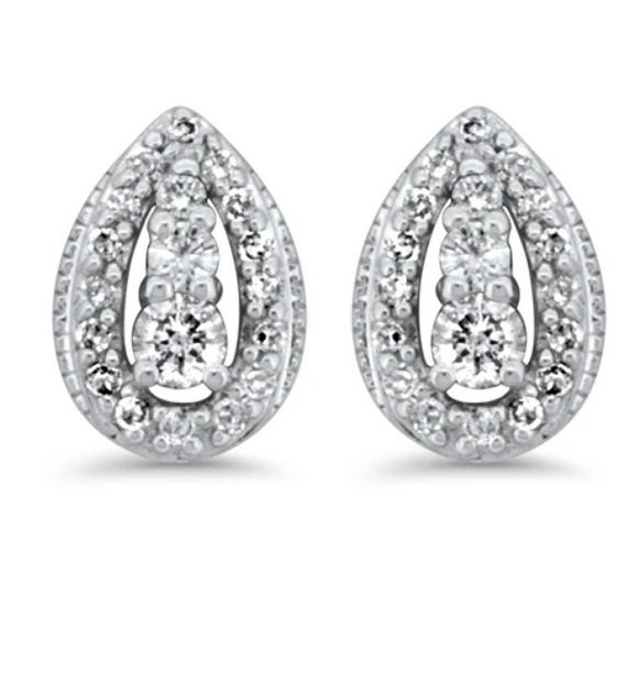 Pear Shape Diamond Cluster Earrings