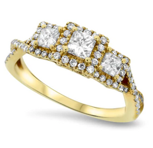 Three Stone Diamond Princess Ring